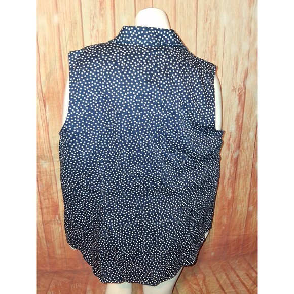 Chaps Navy Dot Sleeveless Button Up Blouse Sz 2X - Picture 3 of 3